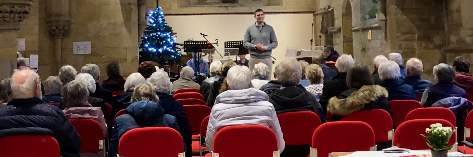 Connections Praise service in church with Mark our vicar talking